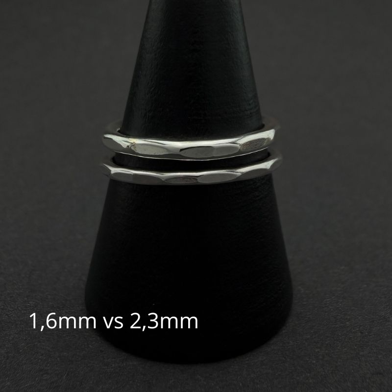 Rund sølvring hamret tekstur, 1,6mm